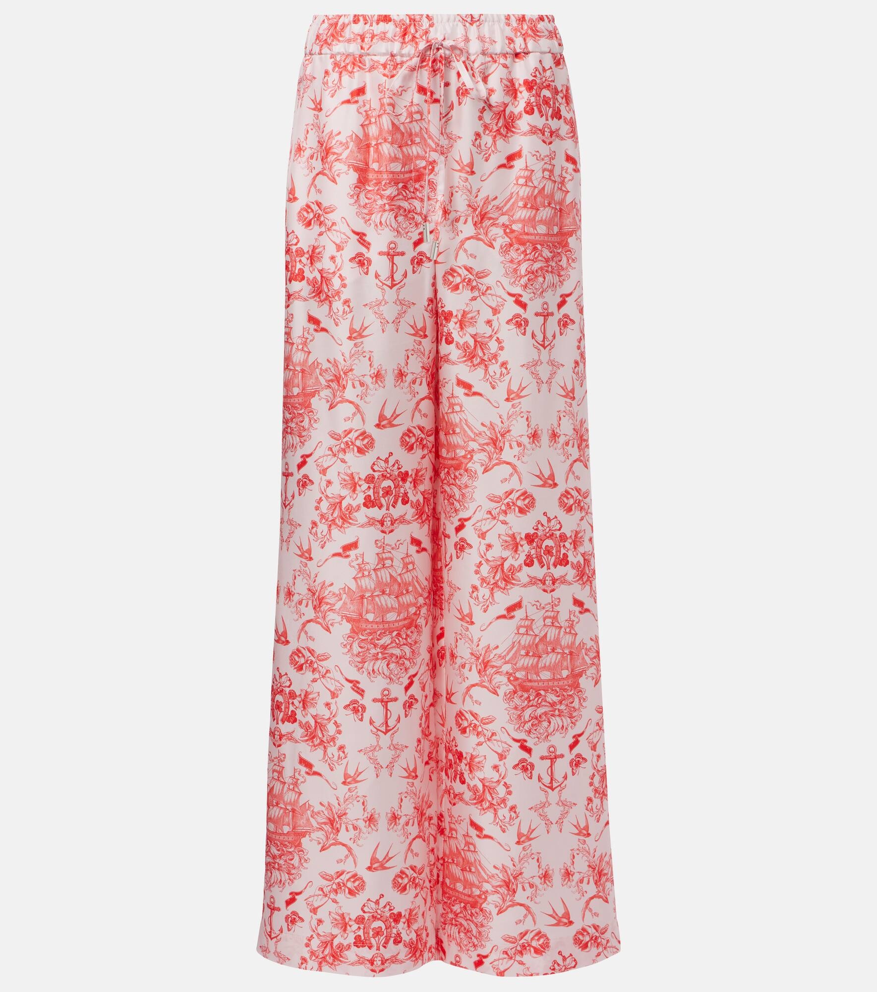 Printed silk wide-leg pants - 1