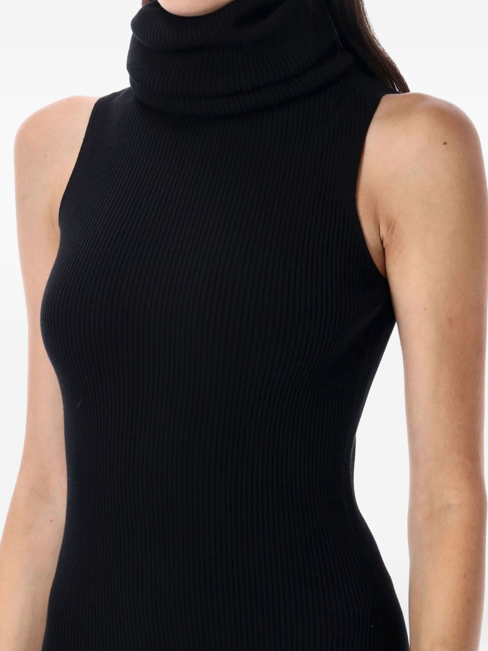 ribbed turtleneck mini dress - 3