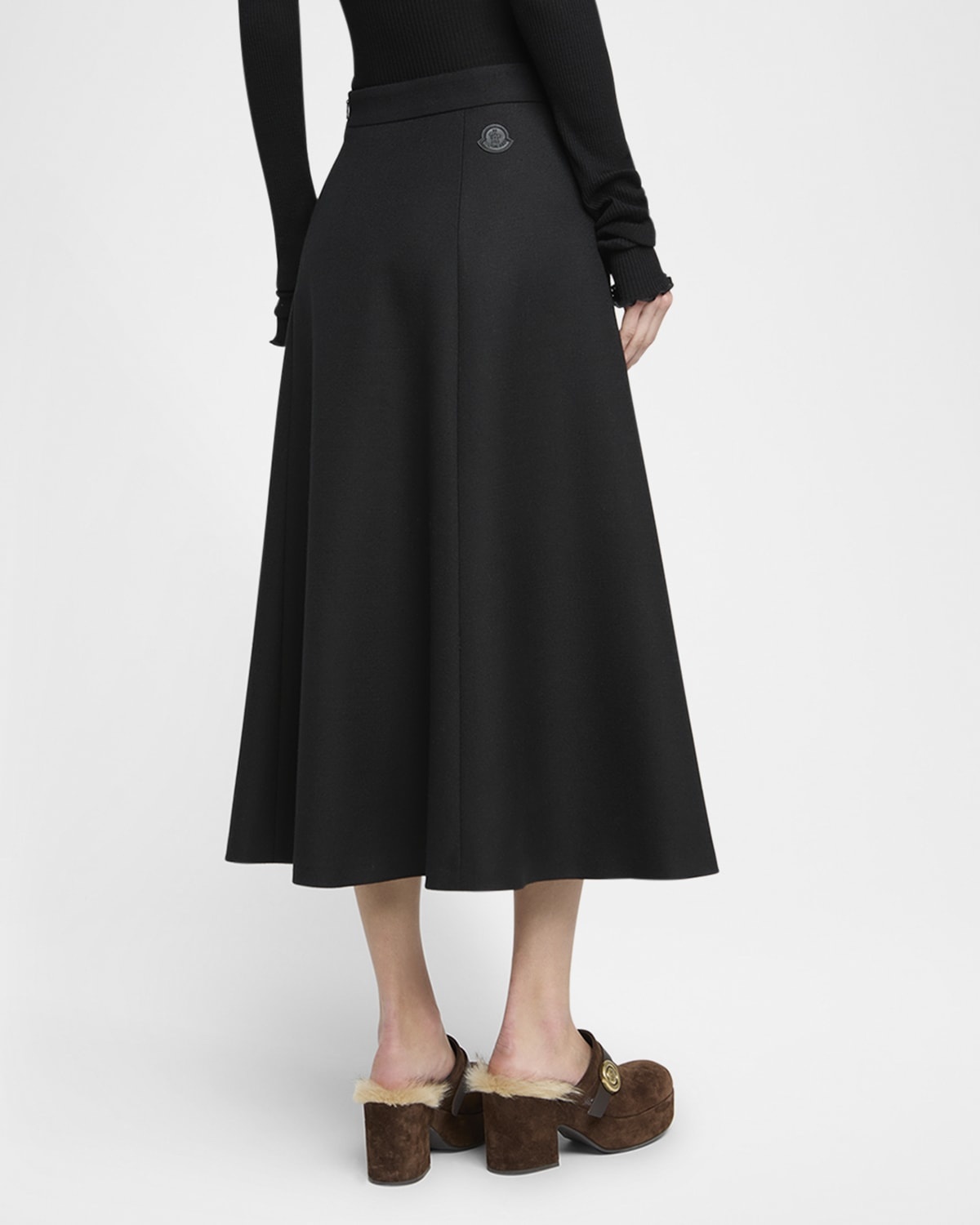 Circle-Cut Wool Midi Skirt - 3