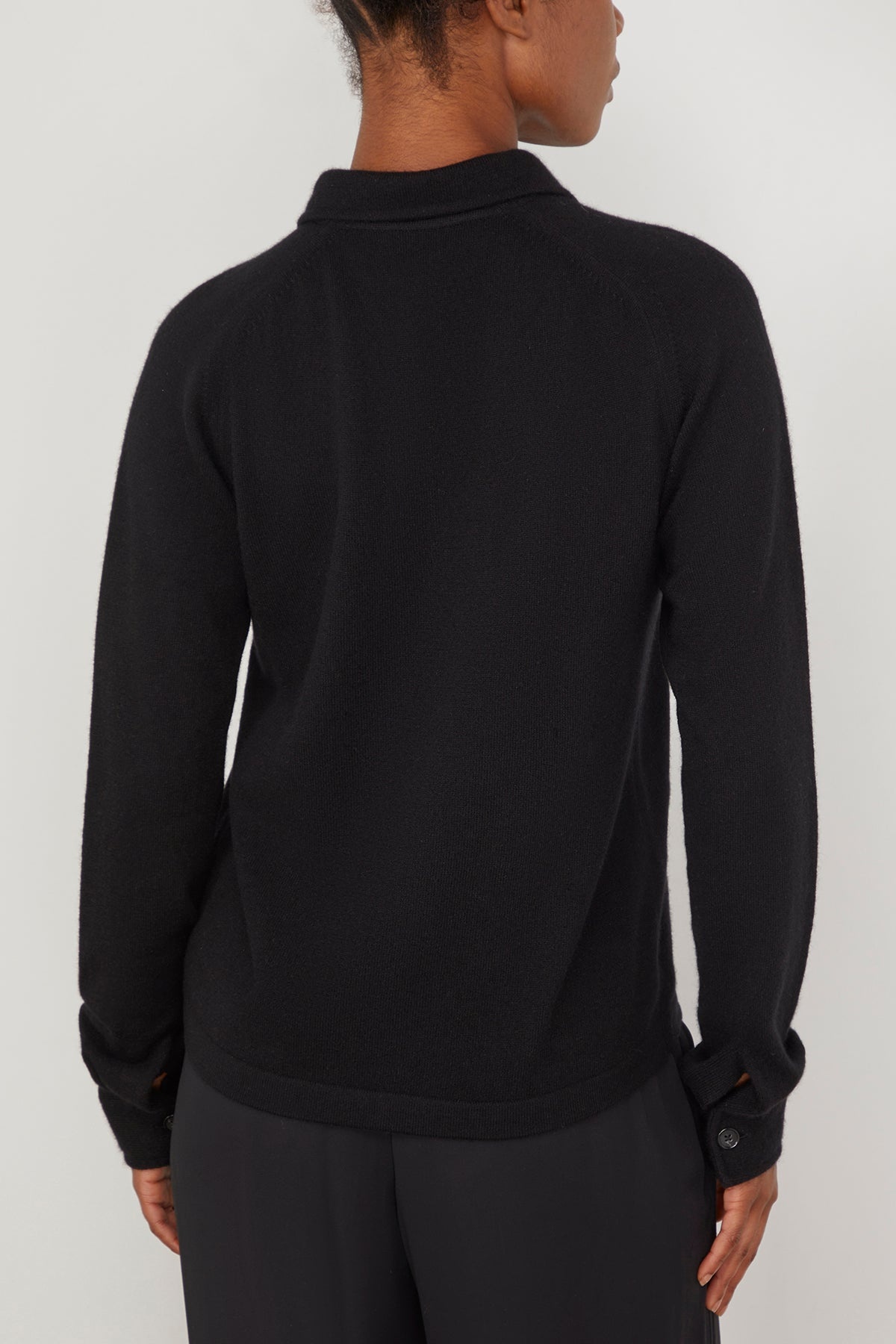Raglan Sleeve Cashmere Shirt in Black - 4