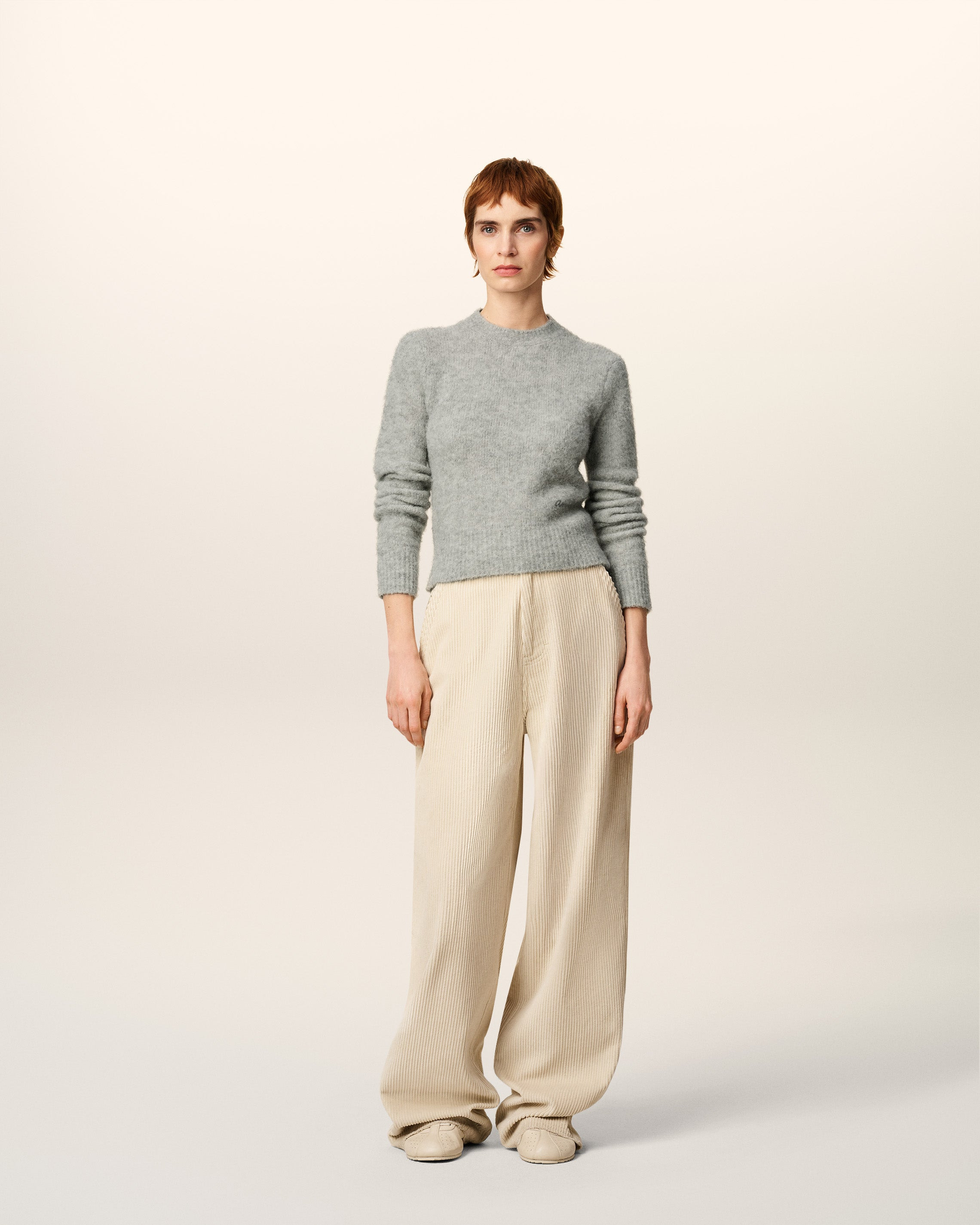 GREY ALPACA AMI CREWNECK SWEATER - 2