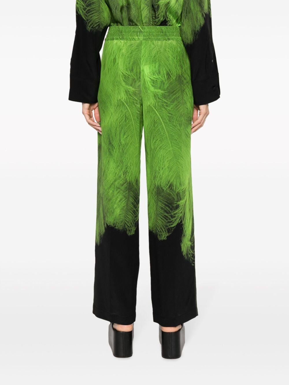 feather-print silk trousers - 4