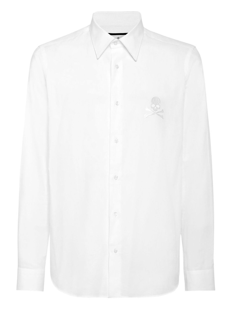 skull-embroidered button-up shirt 1
