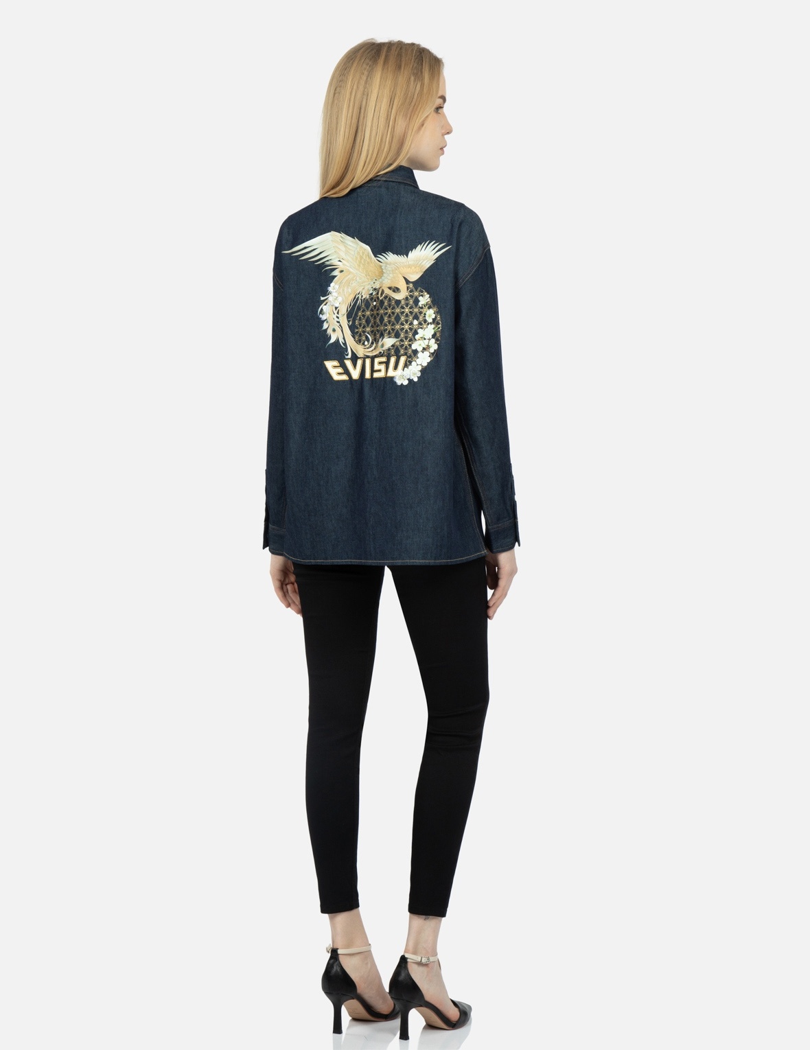 BROCADE SEAGULL AND KAMON APPLIQUÉ SKINNY JEANS - 3