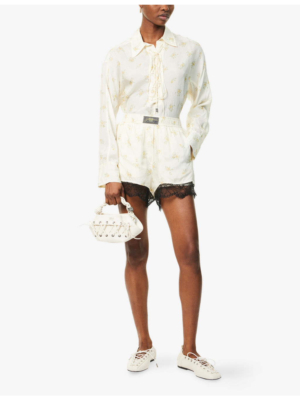 Floral-Print Lace-Trim Woven Shorts - 2