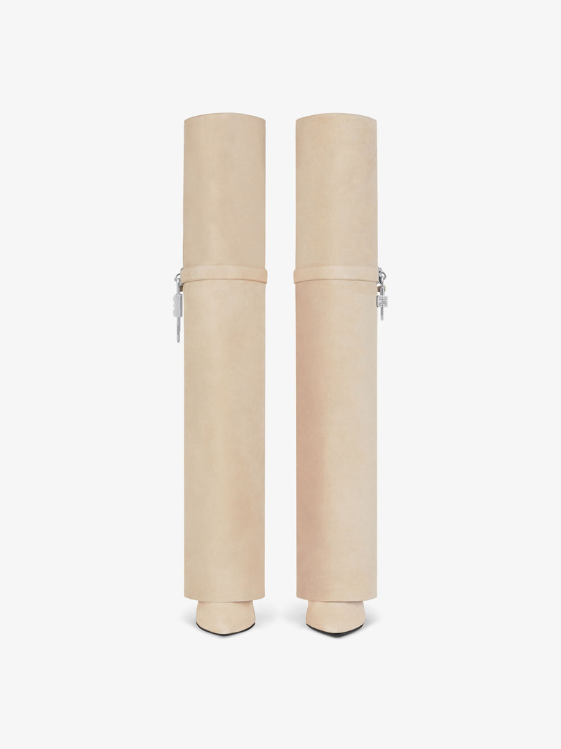 Givenchy SHARK LOCK STILETTO OVER-THE-KNEE BOOTS IN SUEDE outlook