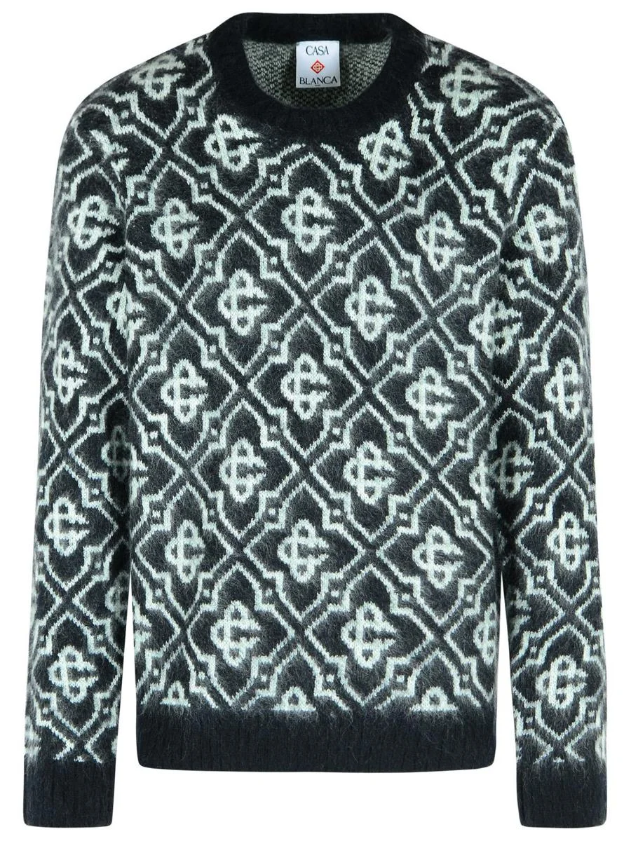Casablanca Black Mohair Blend Monogrammed Sweater - 1