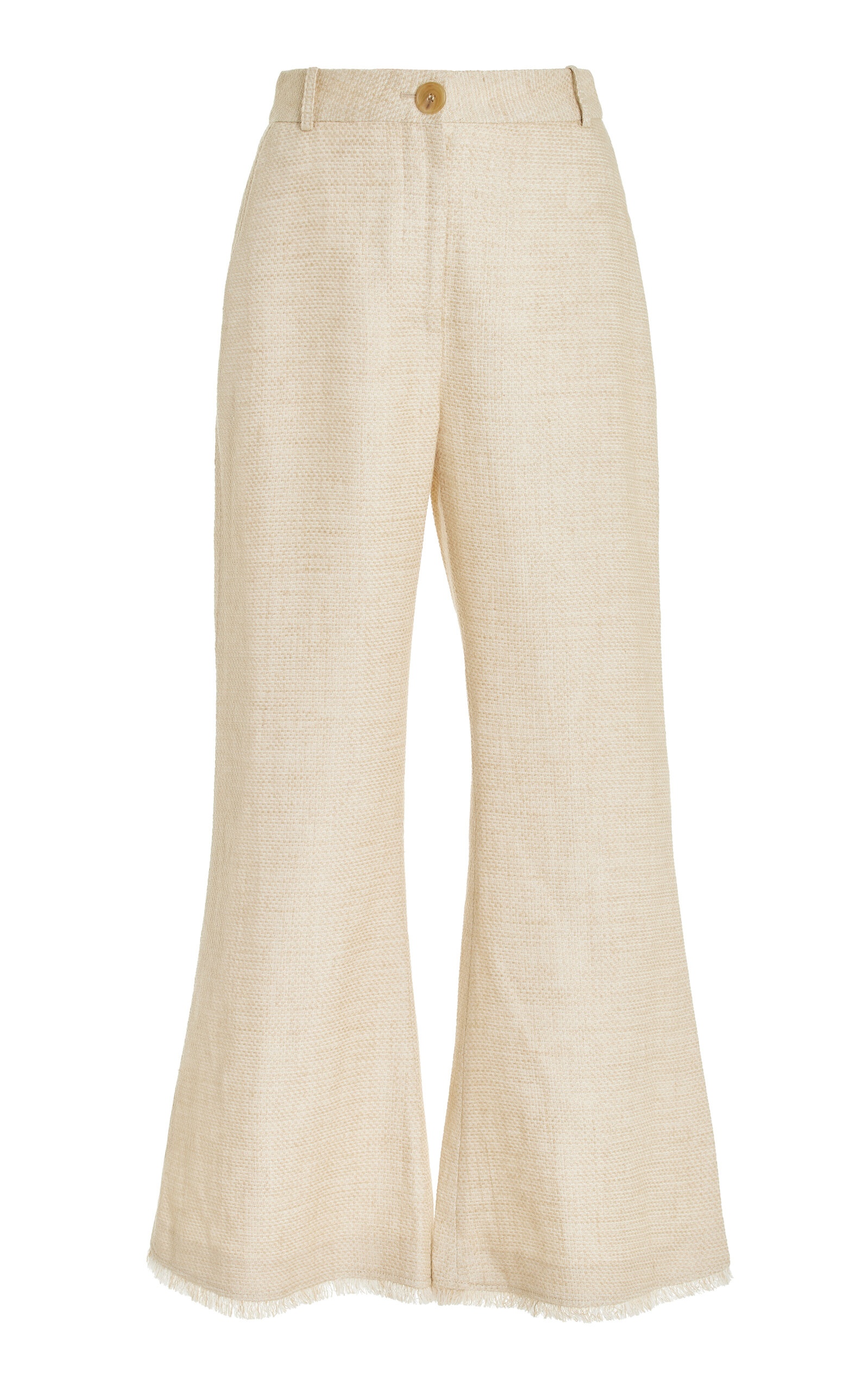 Caras Raw Edge Flared Linen-Blend Pants taupe - 1