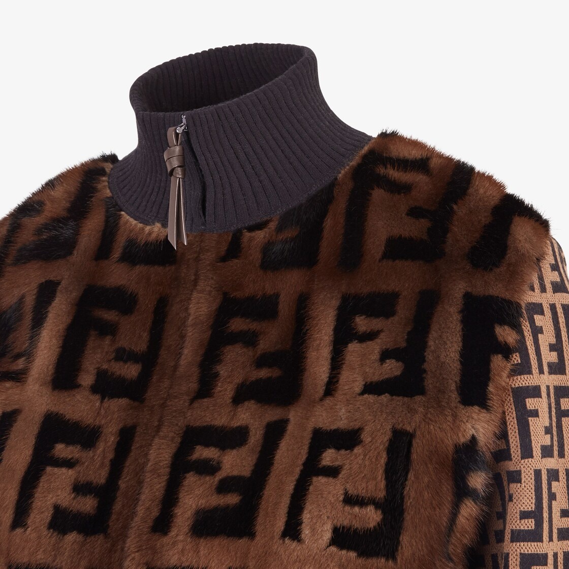 Knit and inlaid mink fur bomber jacket - 3