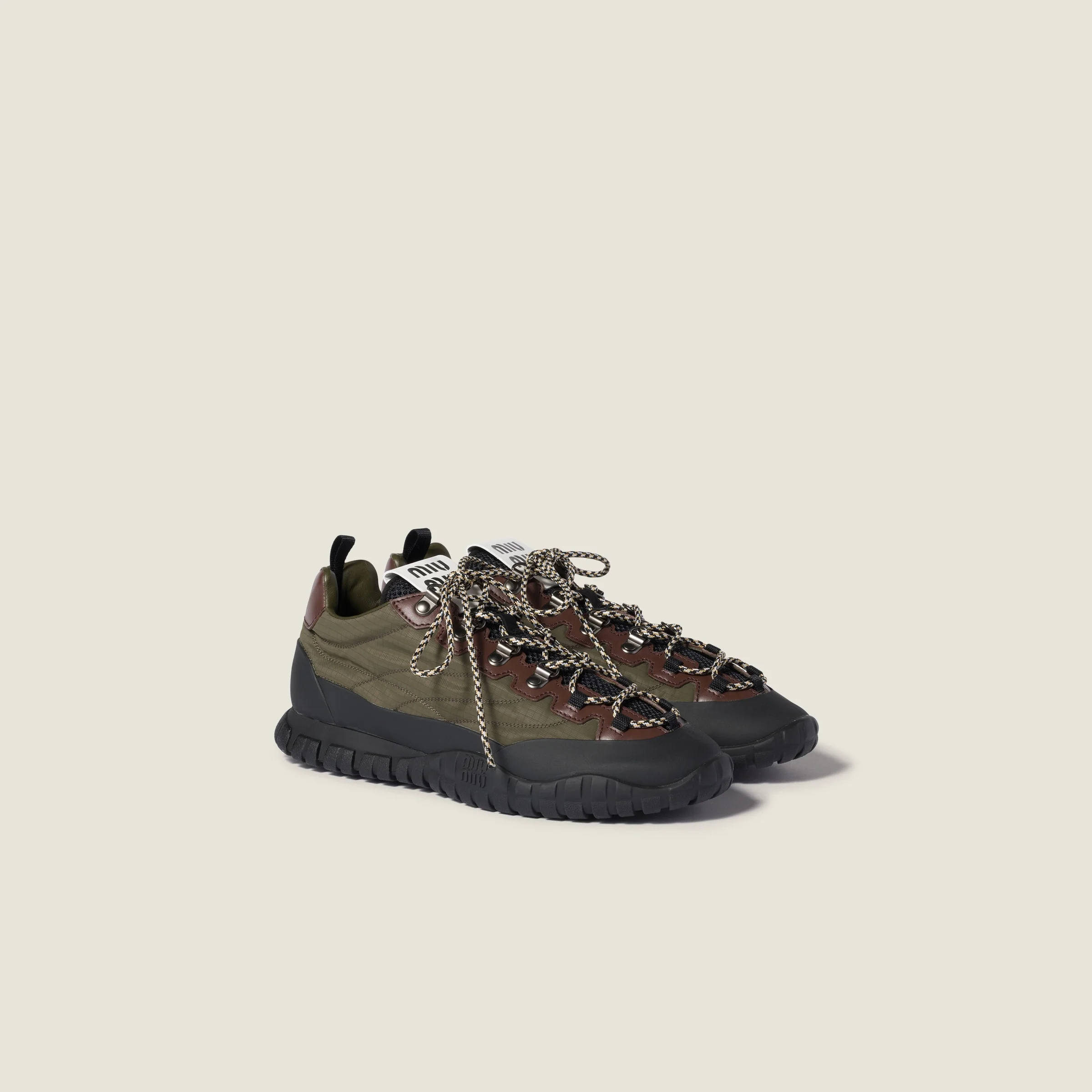 Technical fabric and leather sneakers - 1