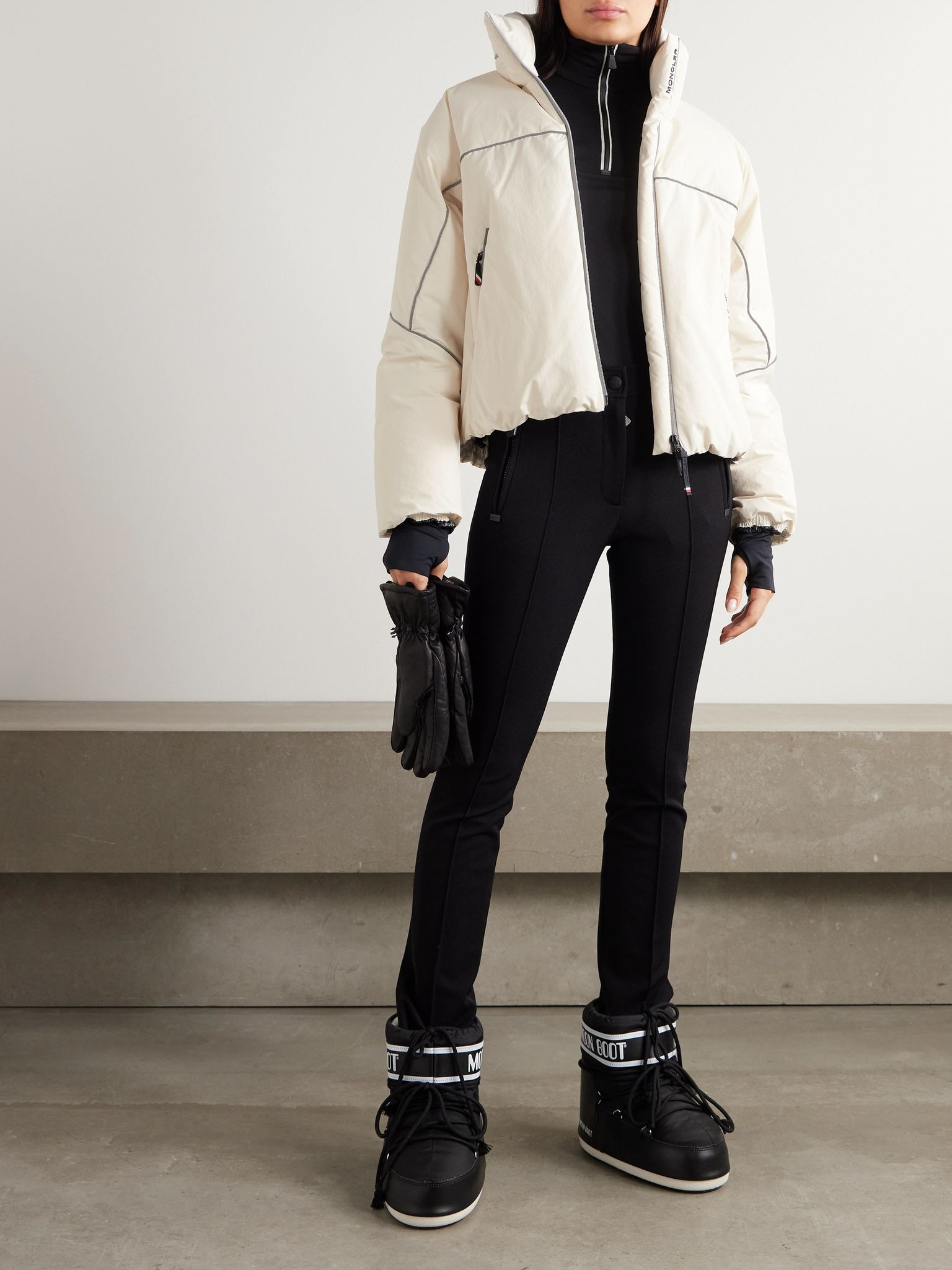Padded hooded down ski jacket Off-white - 2