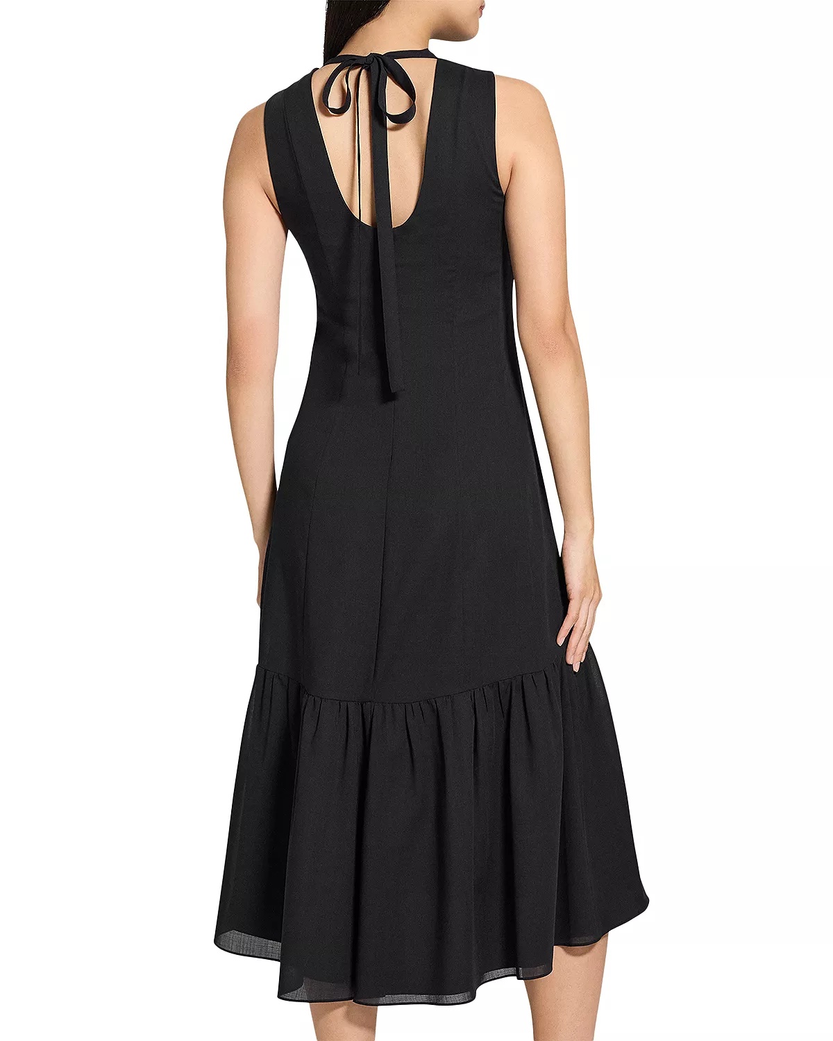 Tie Neck Tiered Midi Dress - 6