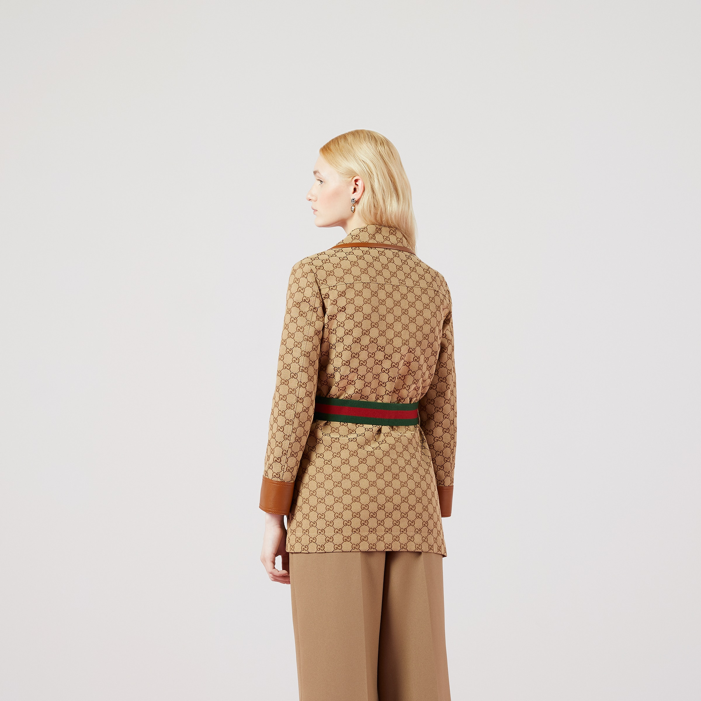 GG canvas jacket with Web belt - 7