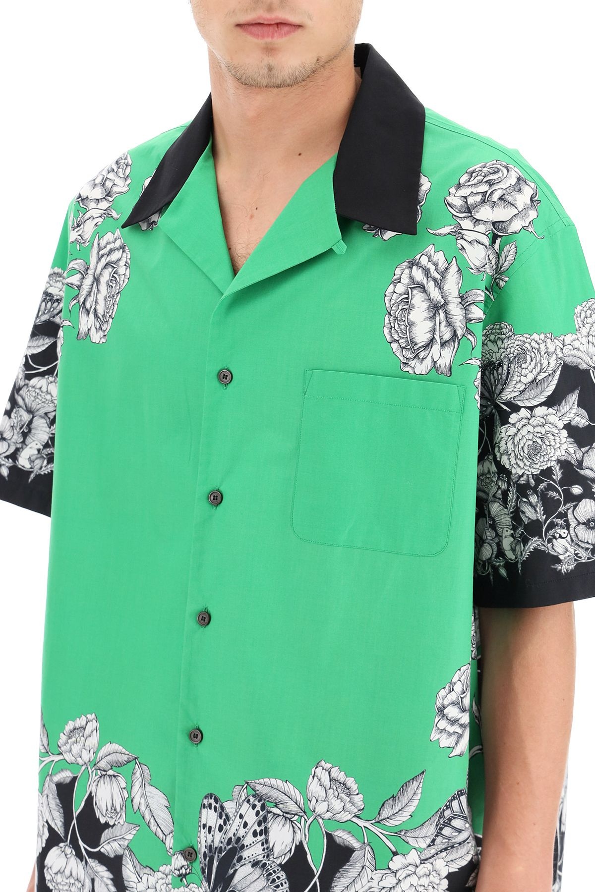 DARK BLOOMING PRINT SHORT-SLEEVED SHIRT - 5