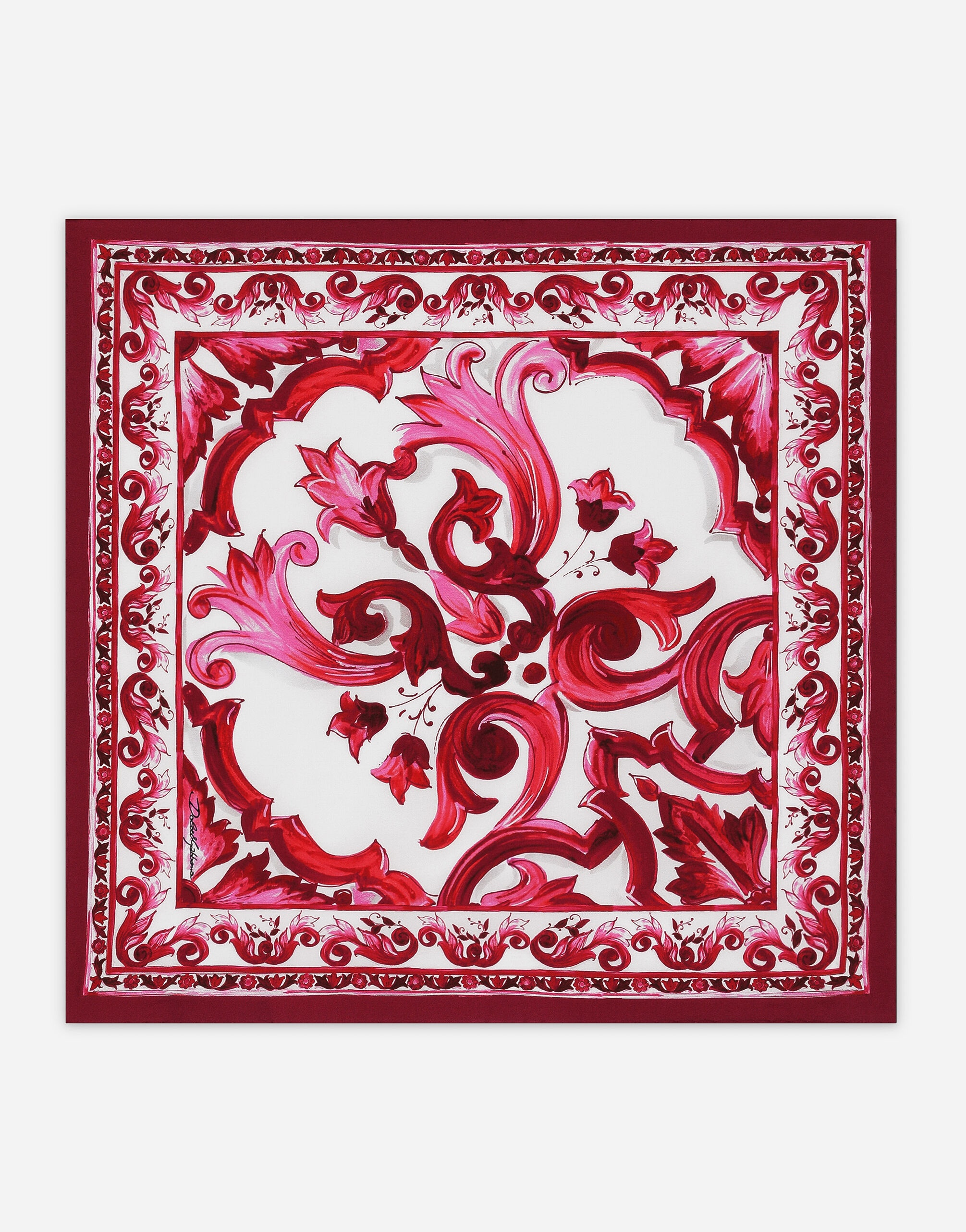 Majolica-print twill scarf (50 x 50) - 1