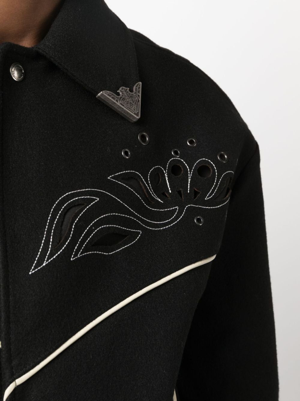 Western-style leather shirt jacket - 5