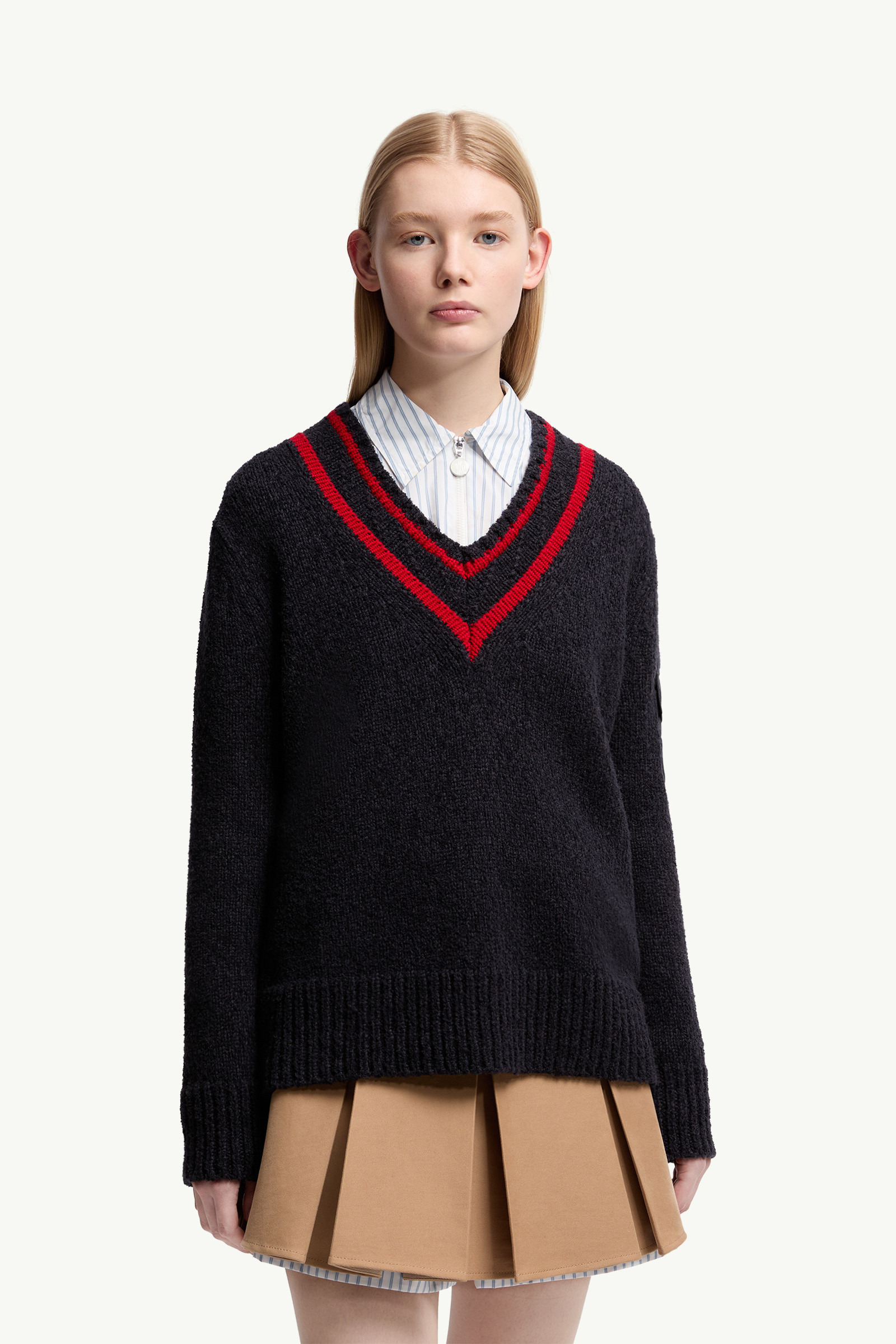 Padded V-Neck Cotton & Wool Blend Sweater - 3