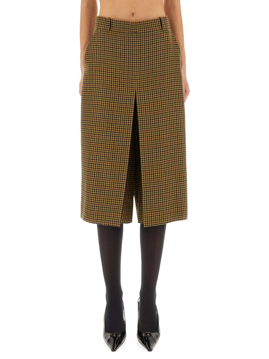 WOOL PLAID PANTS SKIRT - 1