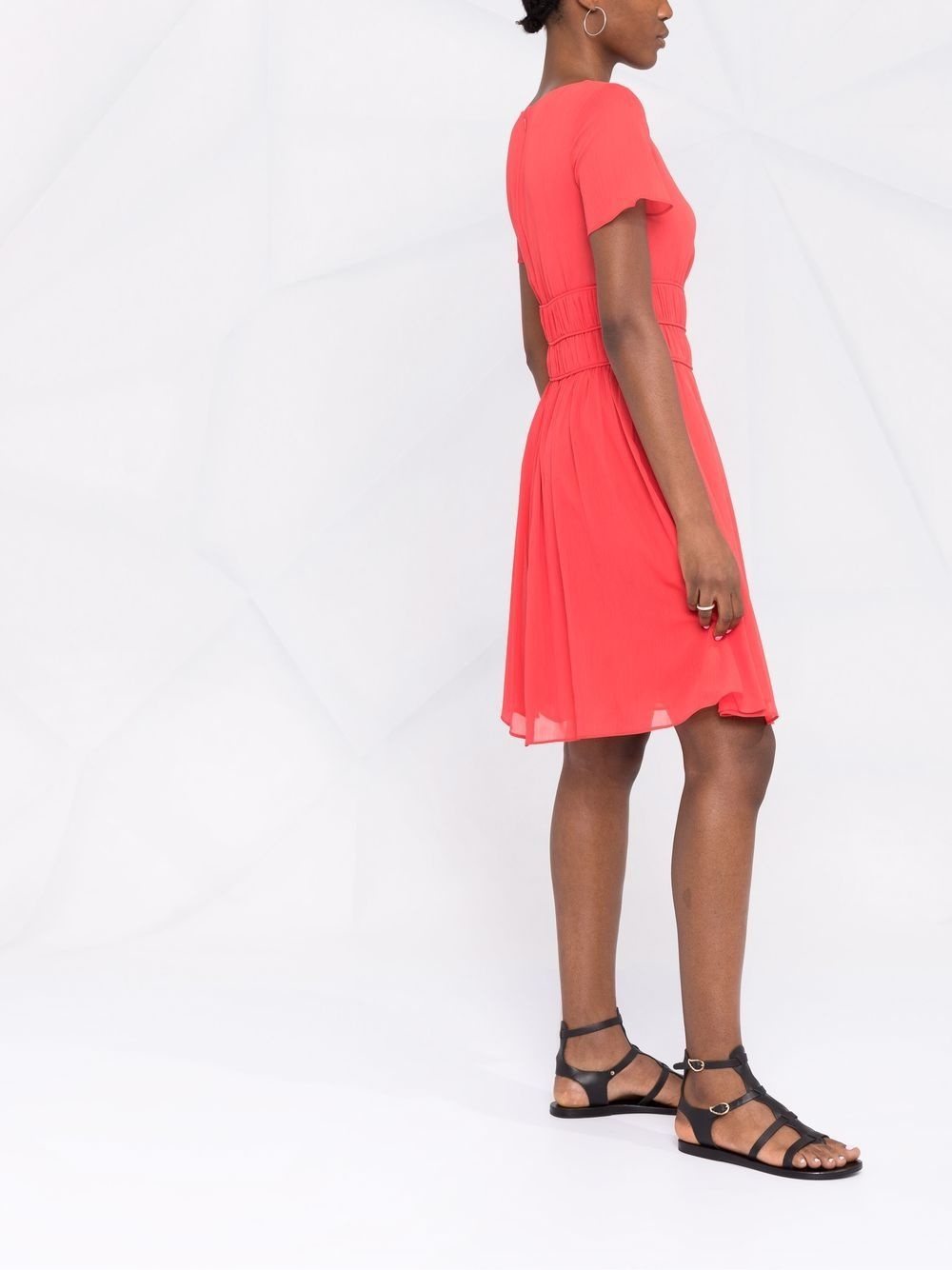 ribbed-waist A-line dress - 4