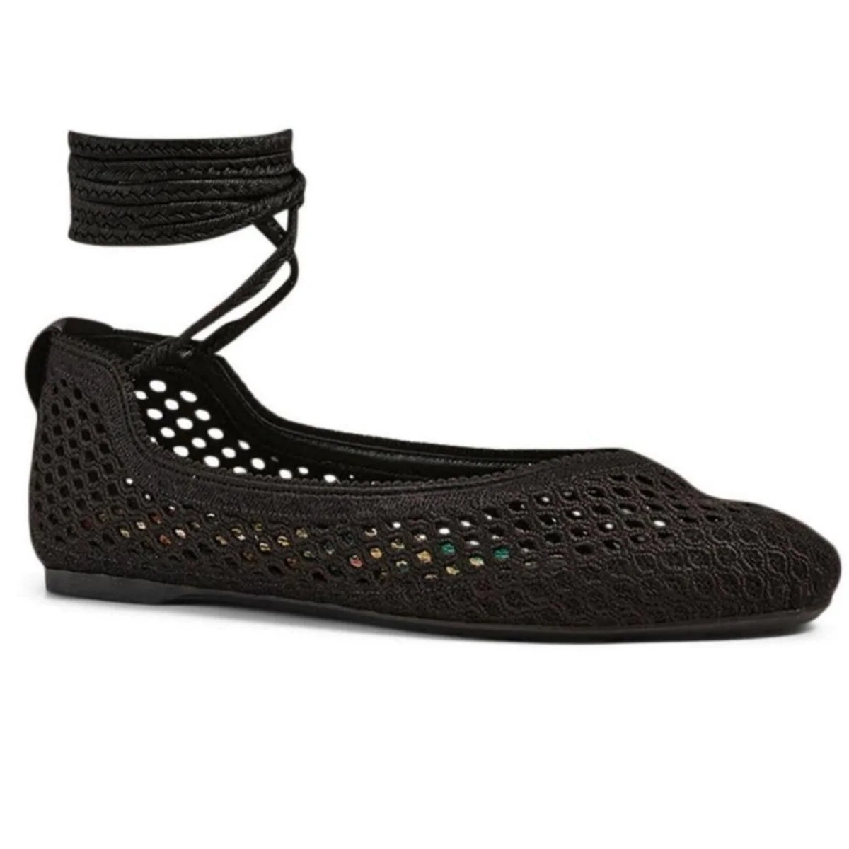 Poeme Cotton Ankle-Tie Ballerina Flats - 1
