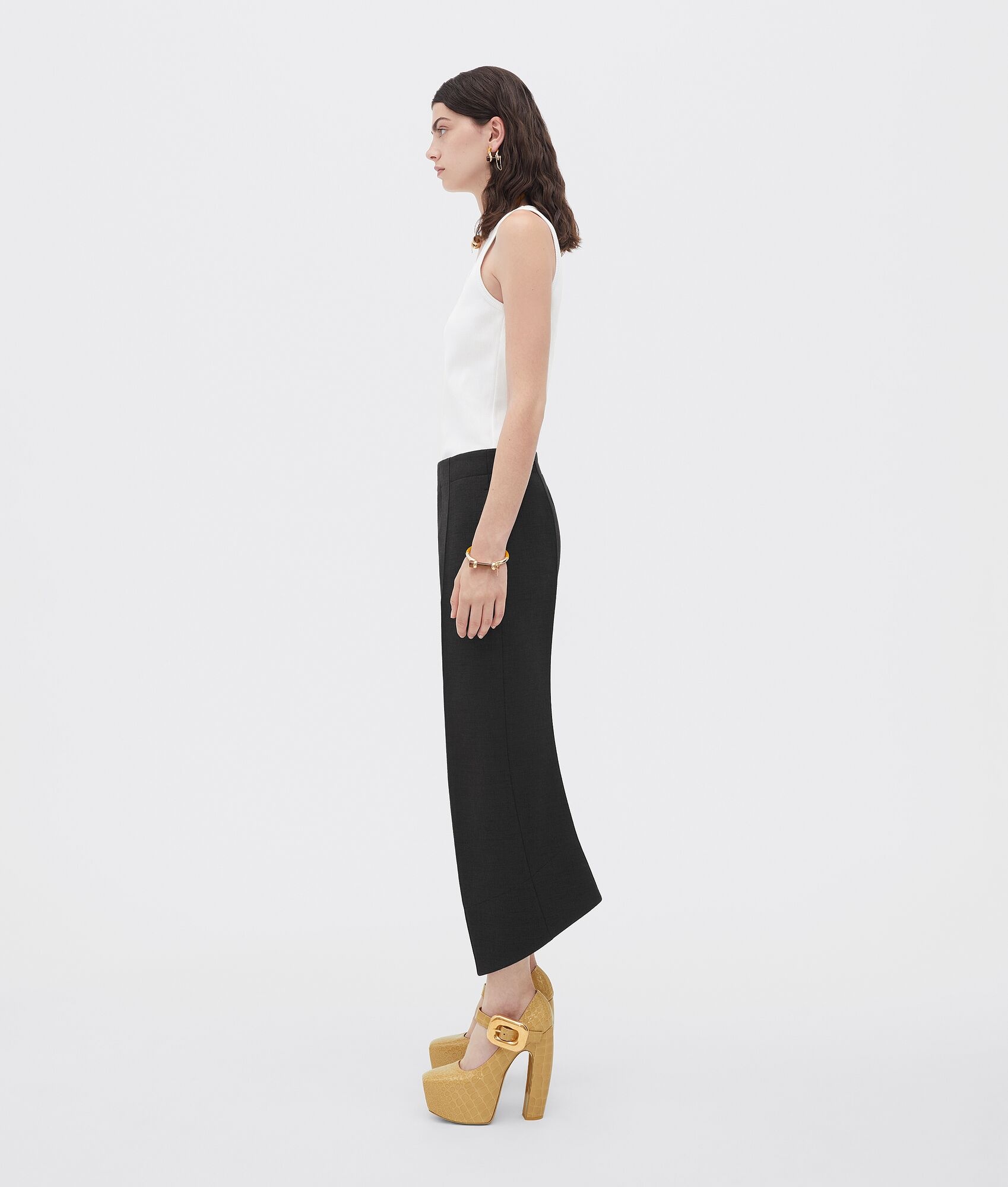 curved shape double wool trousers - 2