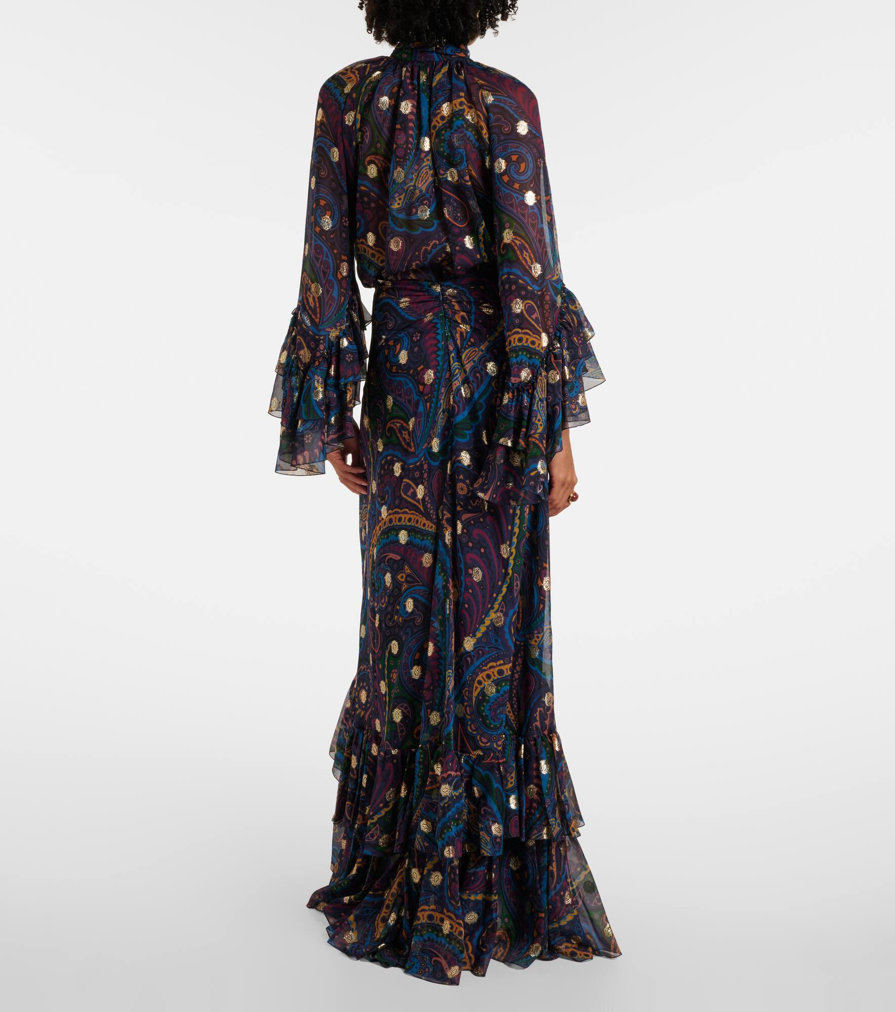 Paisley ruffled silk maxi skirt - 3