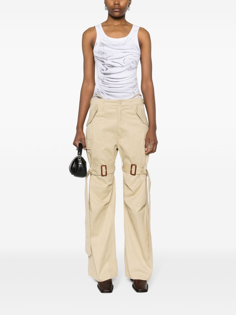 wide-leg cotton cargo trousers - 2