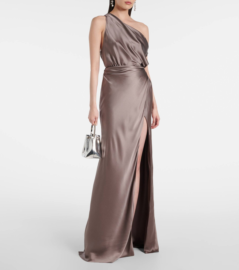 THE SEI Draped one-shoulder silk satin gown outlook