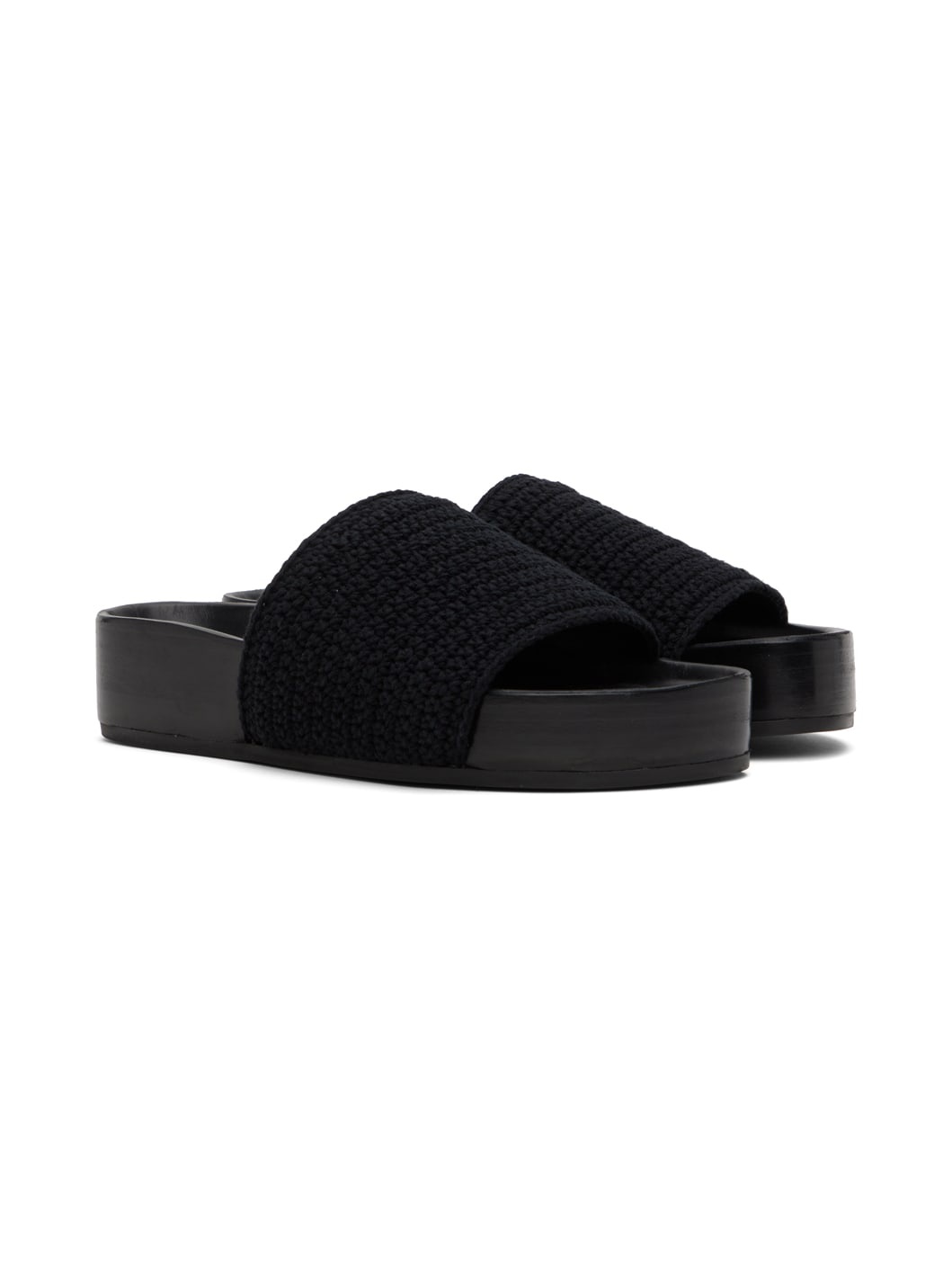 Black Crochet Slides - 4