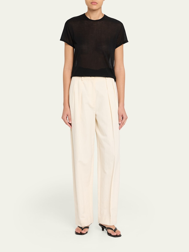 TOTEME Short-Sleeved Silk and Cotton T-Shirt outlook