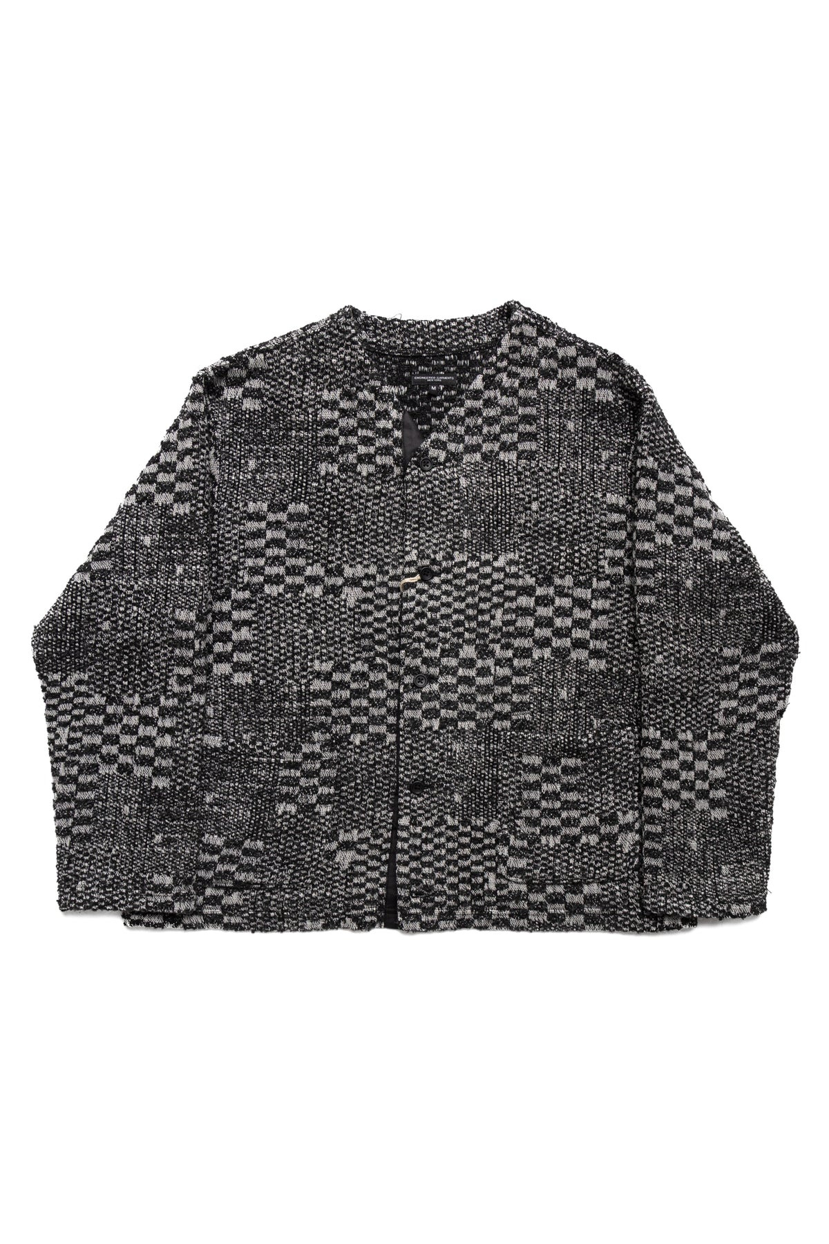 Knit Cardigan Block Jacquard - Black/White - 1