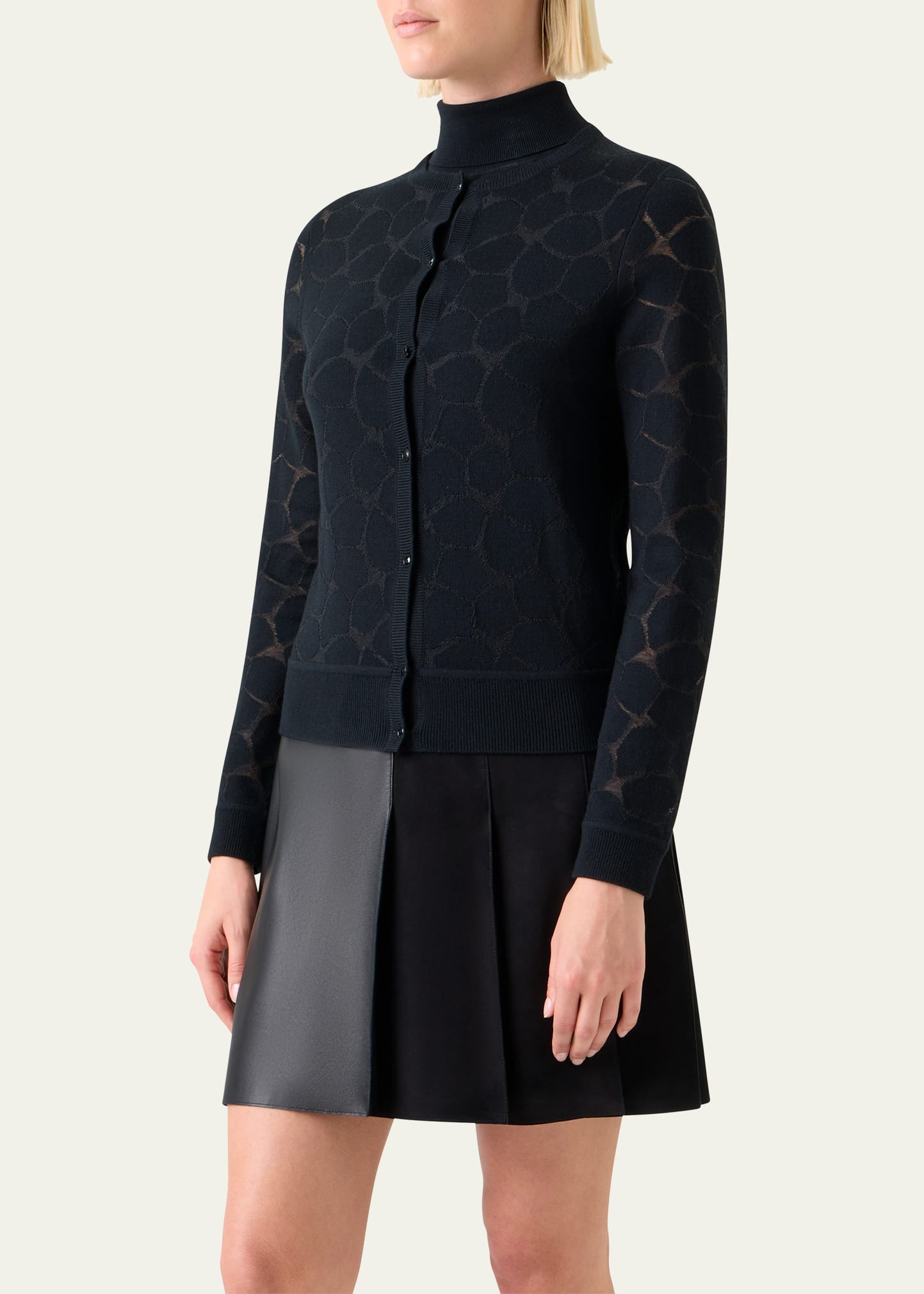 Broken Stone Jacquard Wool-Silk Cardigan - 4