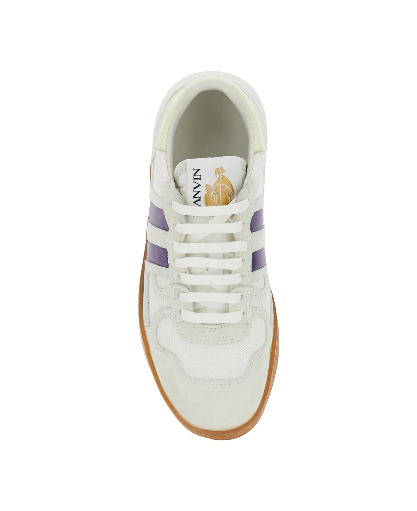 'clay' White Sneaker With Mesh Inserts And Side Striped Detail In Leather Unisex - 4
