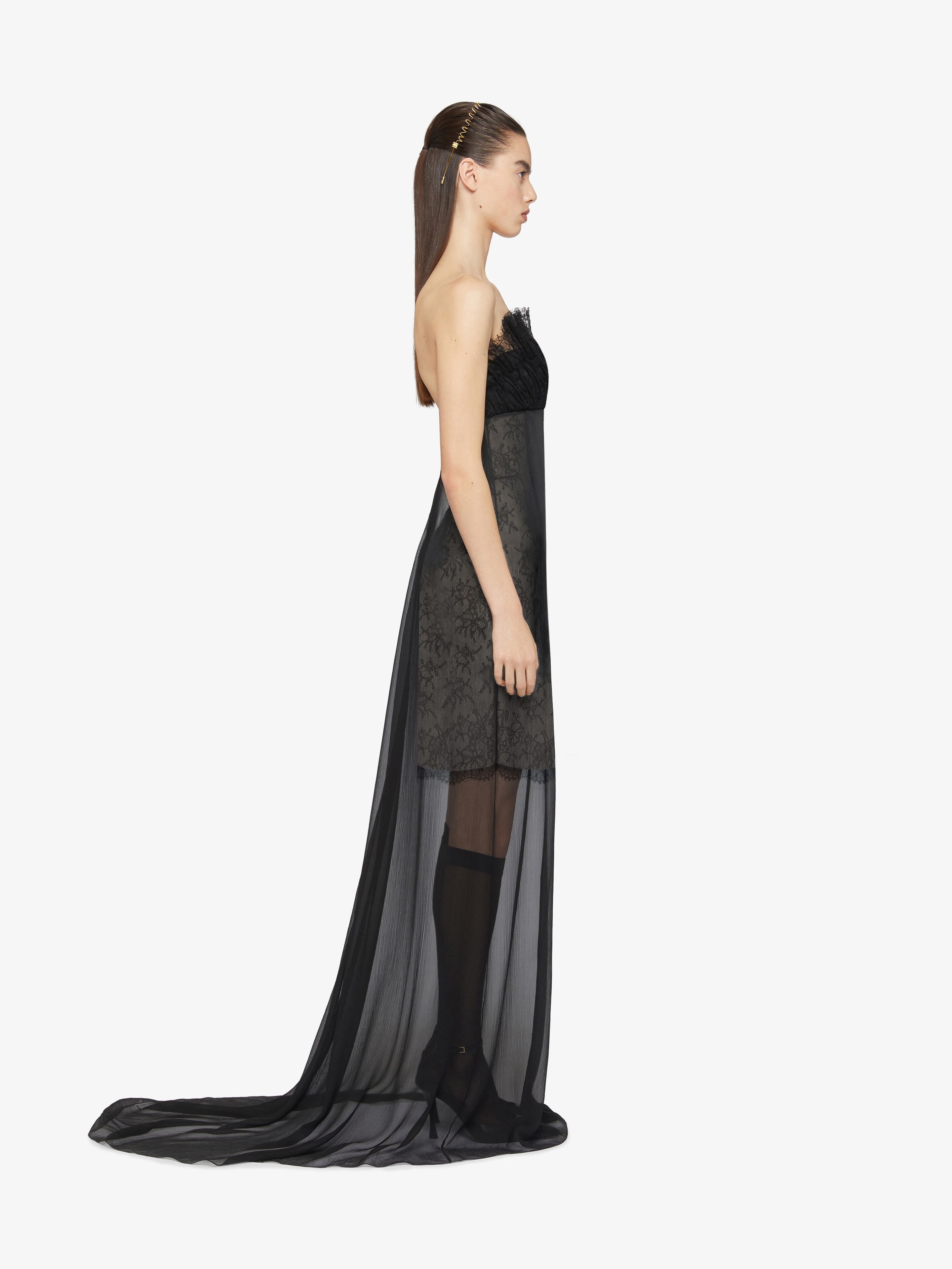 BUSTIER DRESS IN MUSLIN WITH LACE - 3