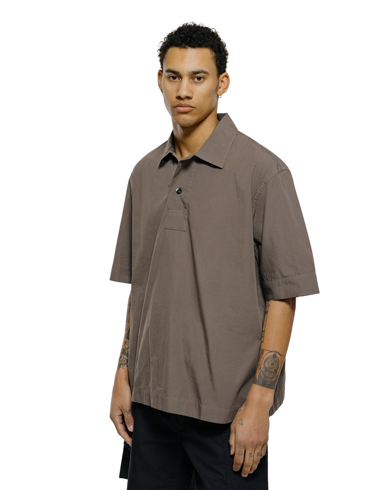 MARGARET HOWELL MHL Offset Placket Polo Washed Cotton Poplin Mole outlook