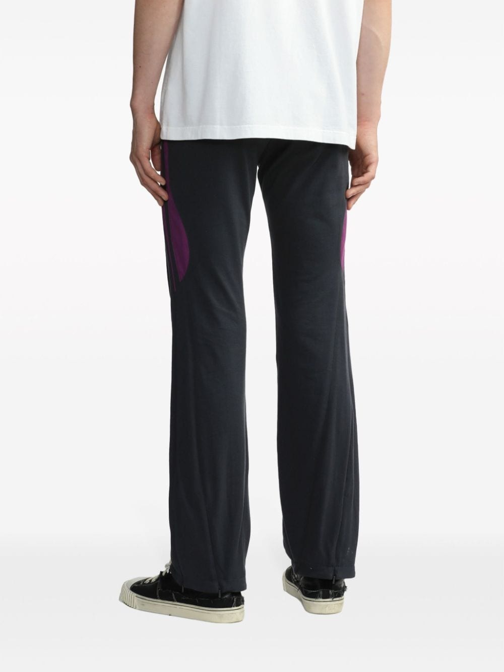 two-tone cotton straight-leg trousers - 4