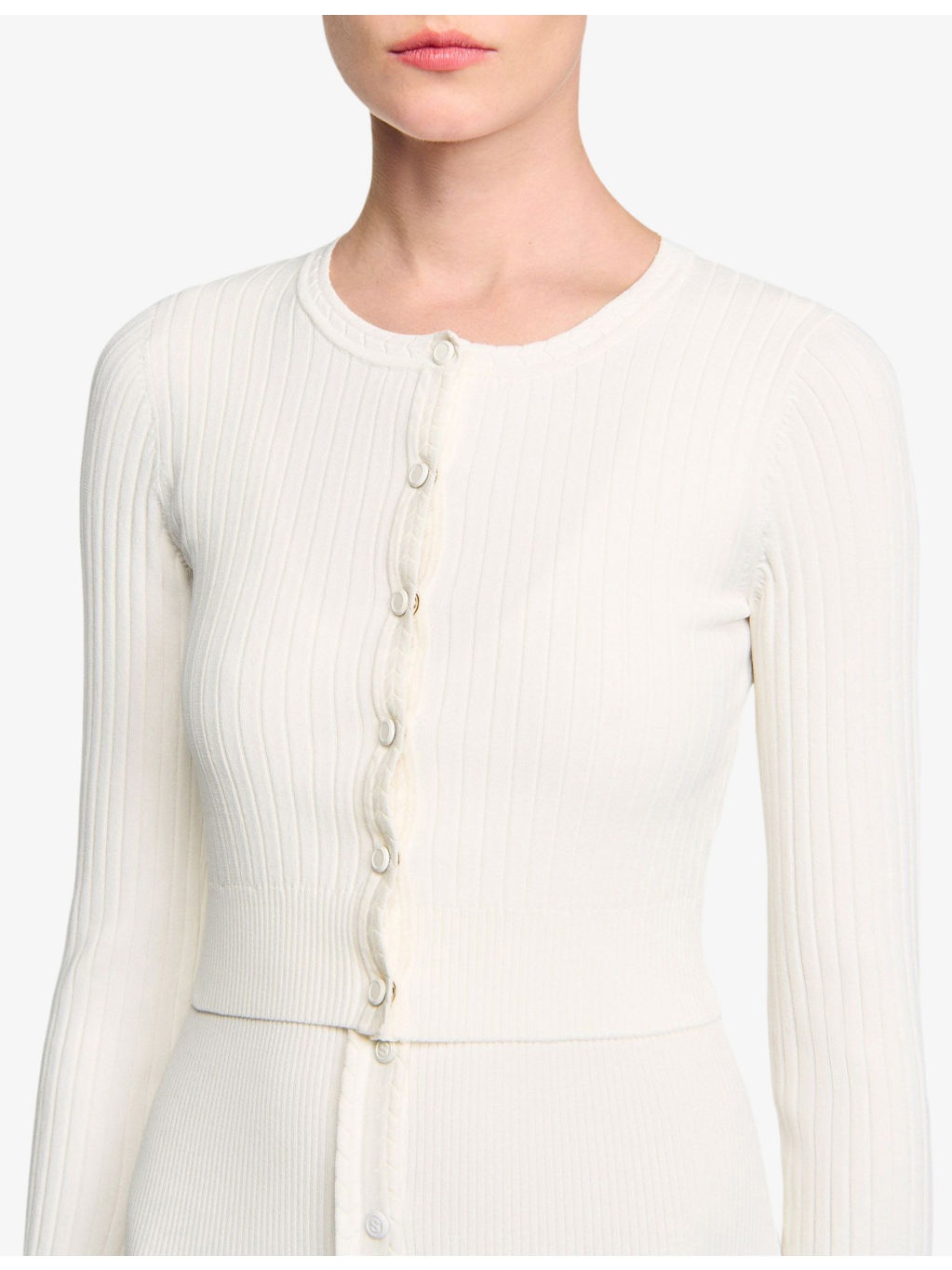 Slim-Fit Ribbed Cropped Stretch-Knit Cardigan - 5