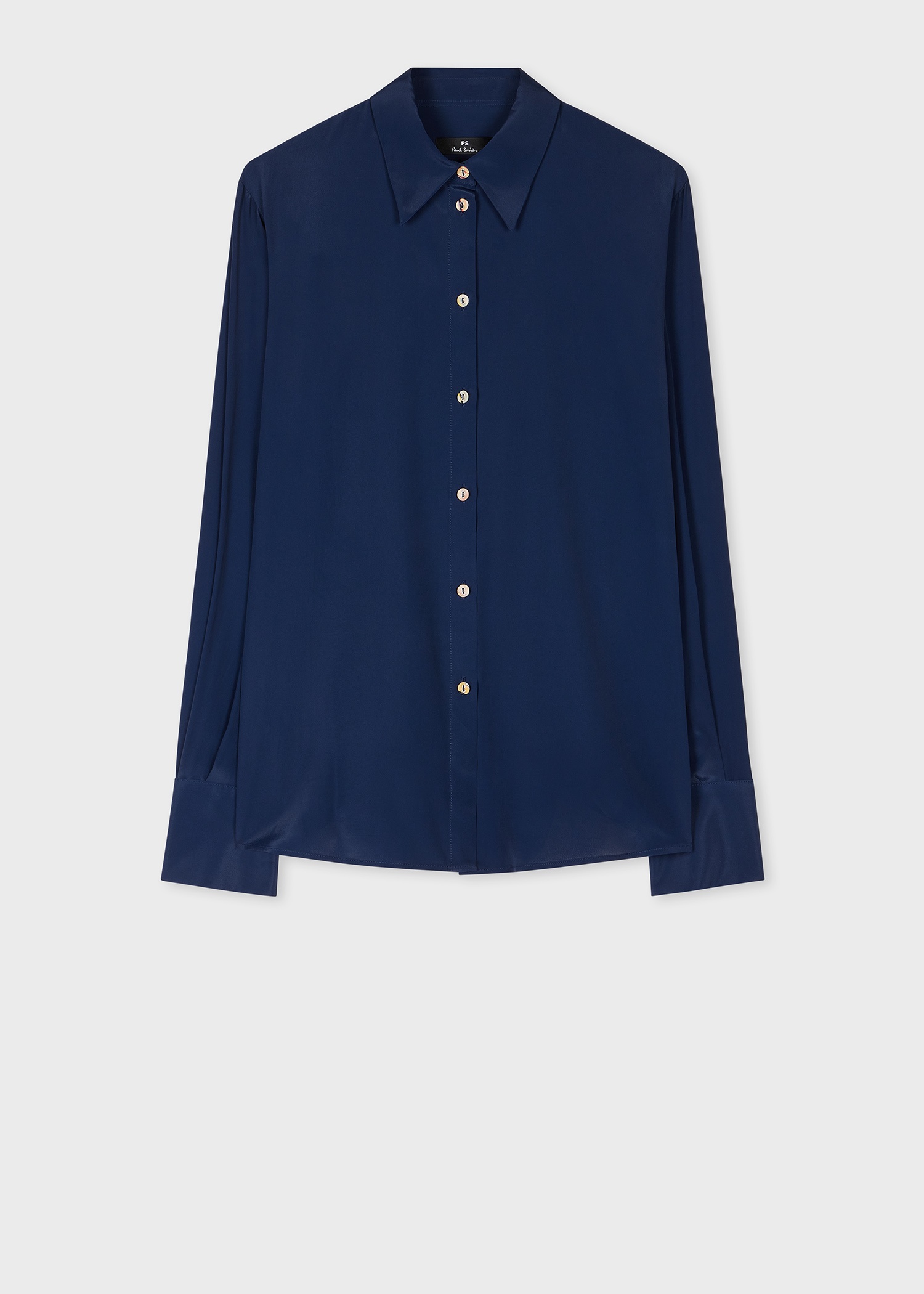 Women's Navy Silk-Blend Blouse - 1