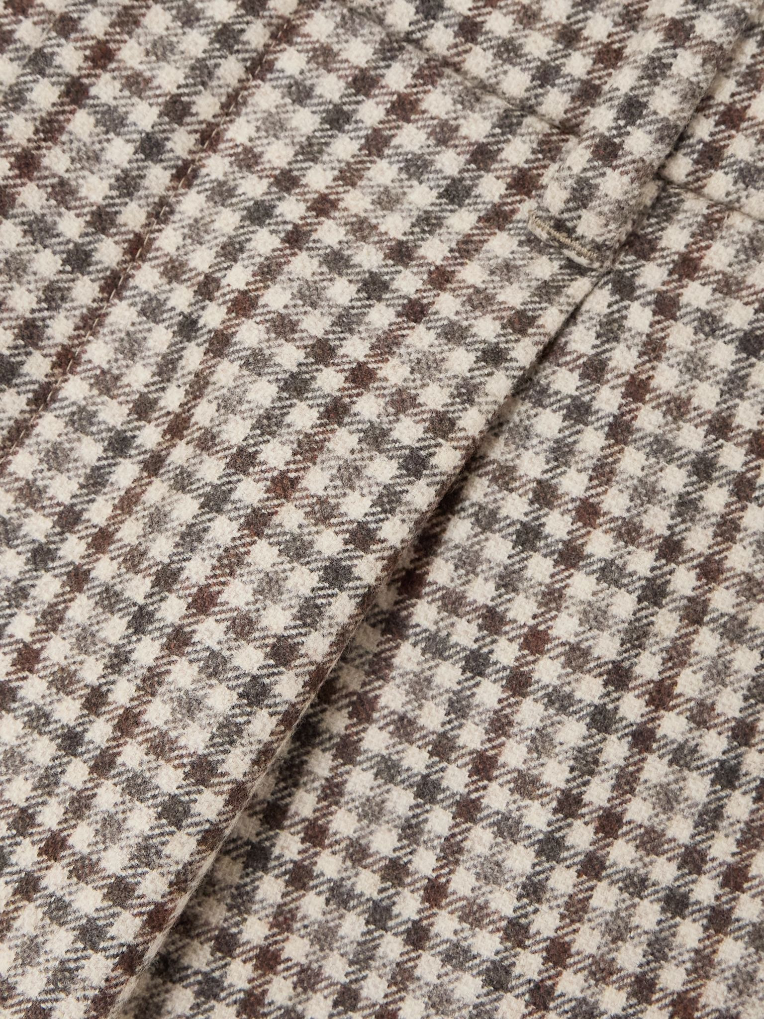 Pleated checked wool mini skirt Beige - 5