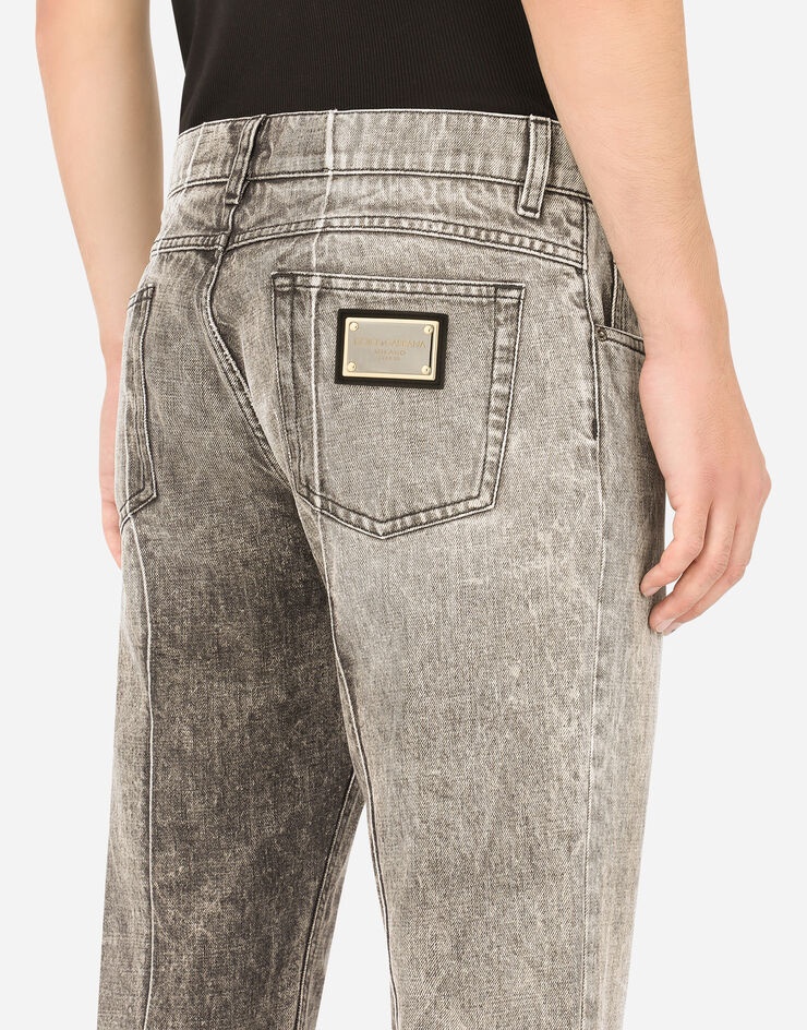 Regular-fit gray patchwork jeans - 5