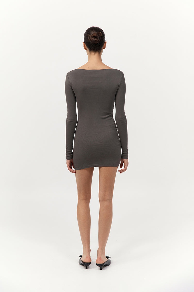 Organic Cotton Bateau Dress - Khaki - 5