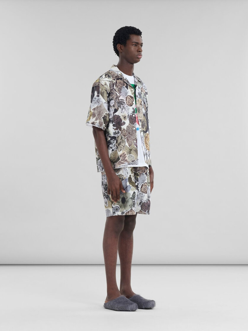 BLACK AND WHITE HABOTAI SILK BOWLING SHIRT WITH NOCTURNAL PRINT 5