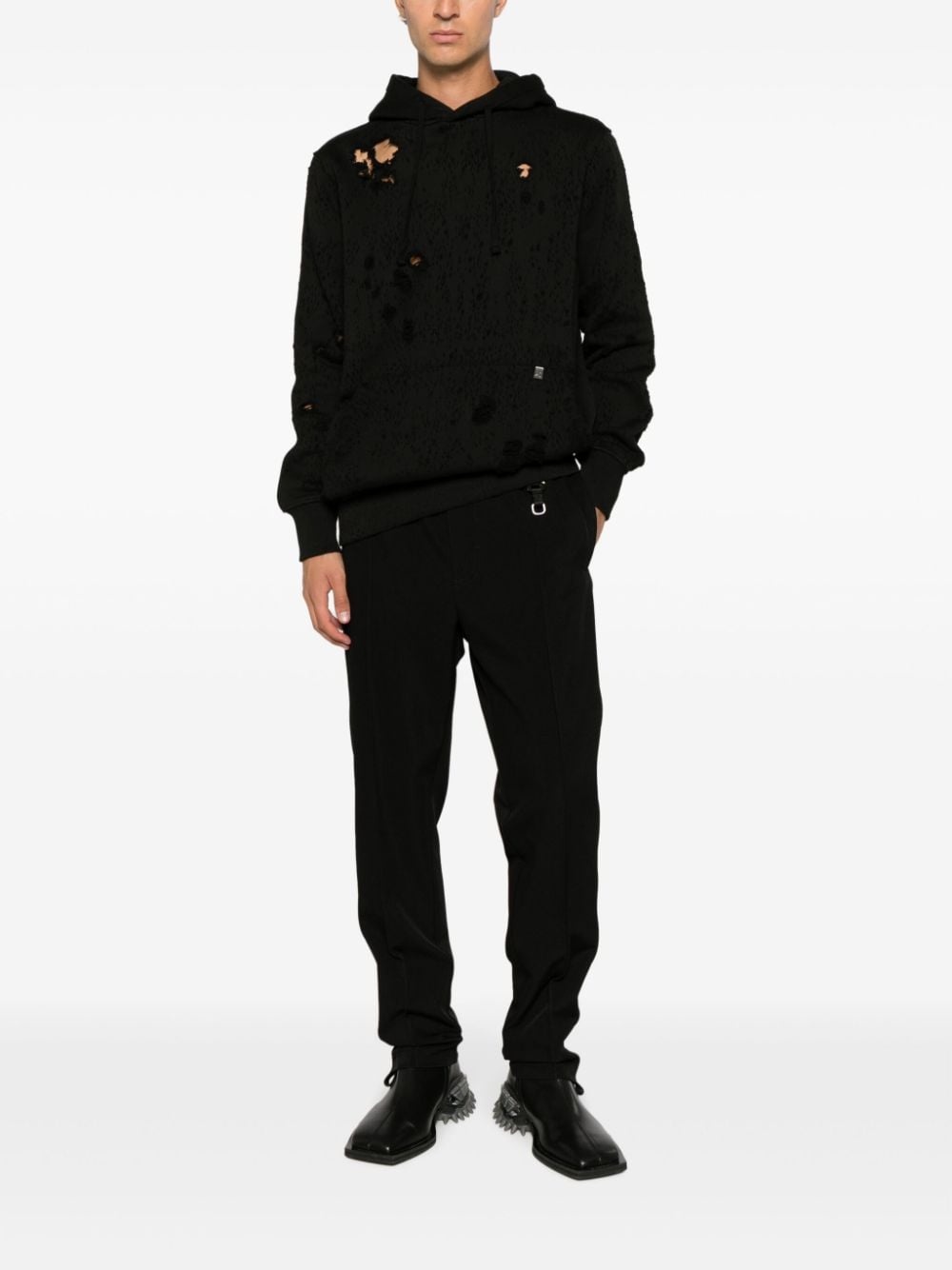 distressed-effect cotton hoodie - 2