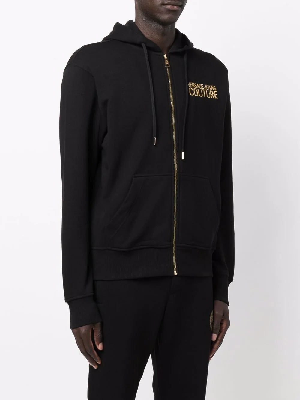 embroidered logo zipped hoodie - 3