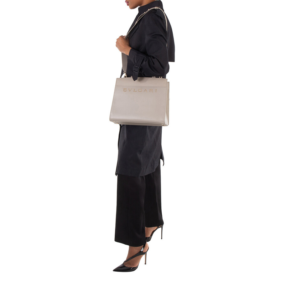 Bvlgari Leather Logo Embossed Tote Bag - 3