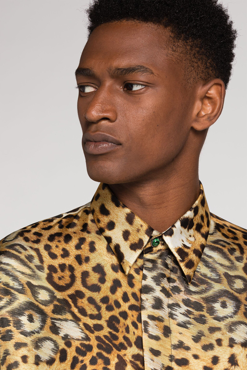 Roberto Cavalli Leopard-Print Silk Shirt outlook