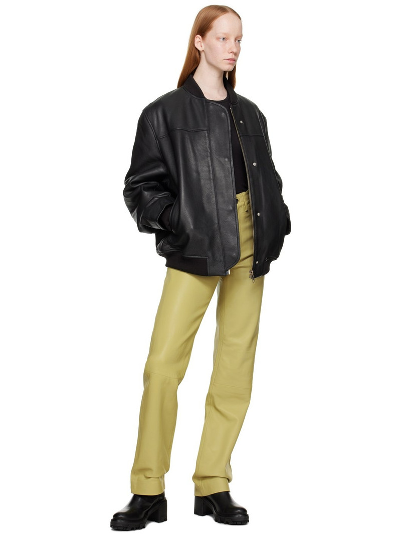 REMAIN Birger Christensen Green Straight-Leg  Leather Pants outlook