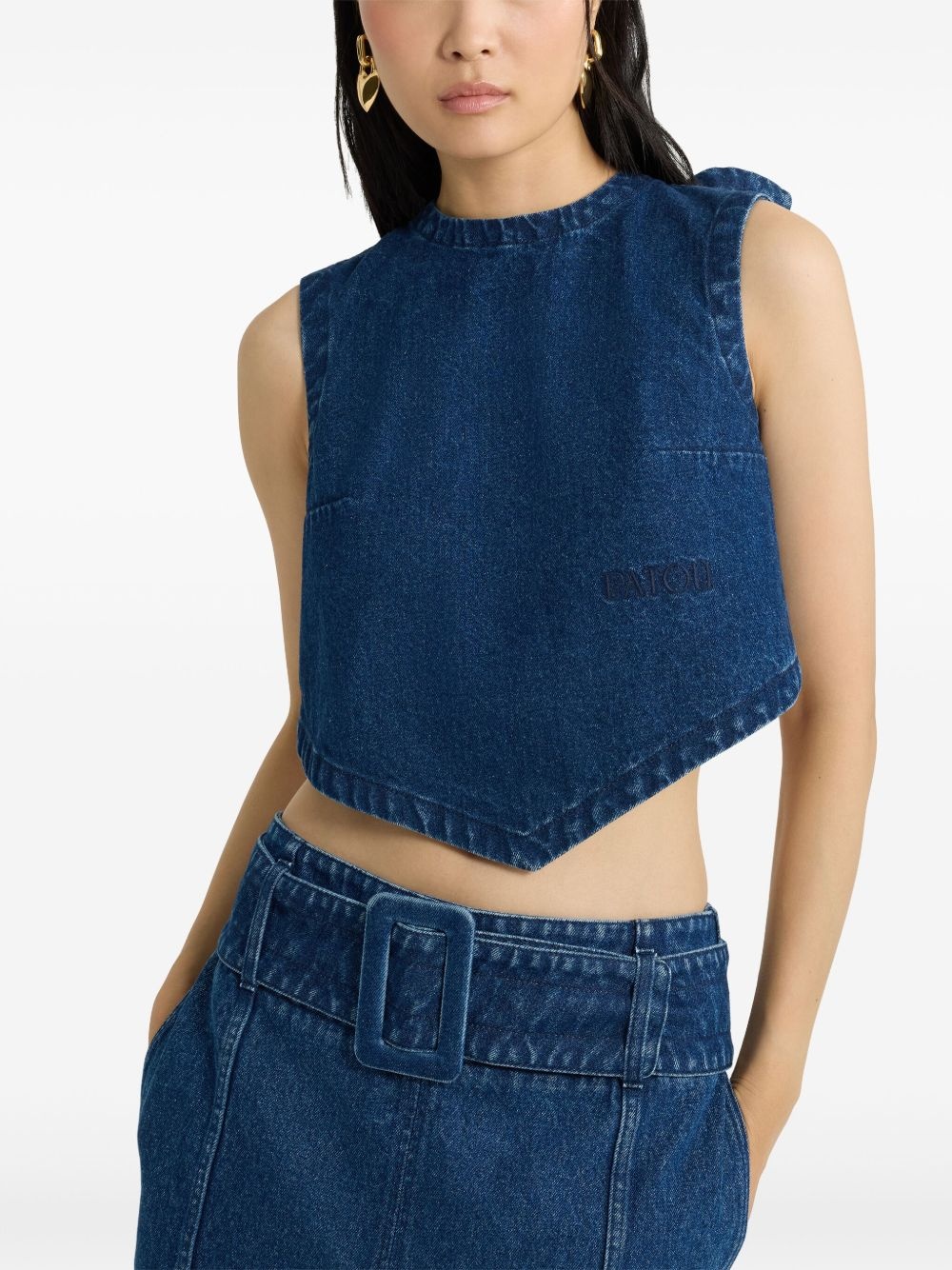 scarf denim top - 2