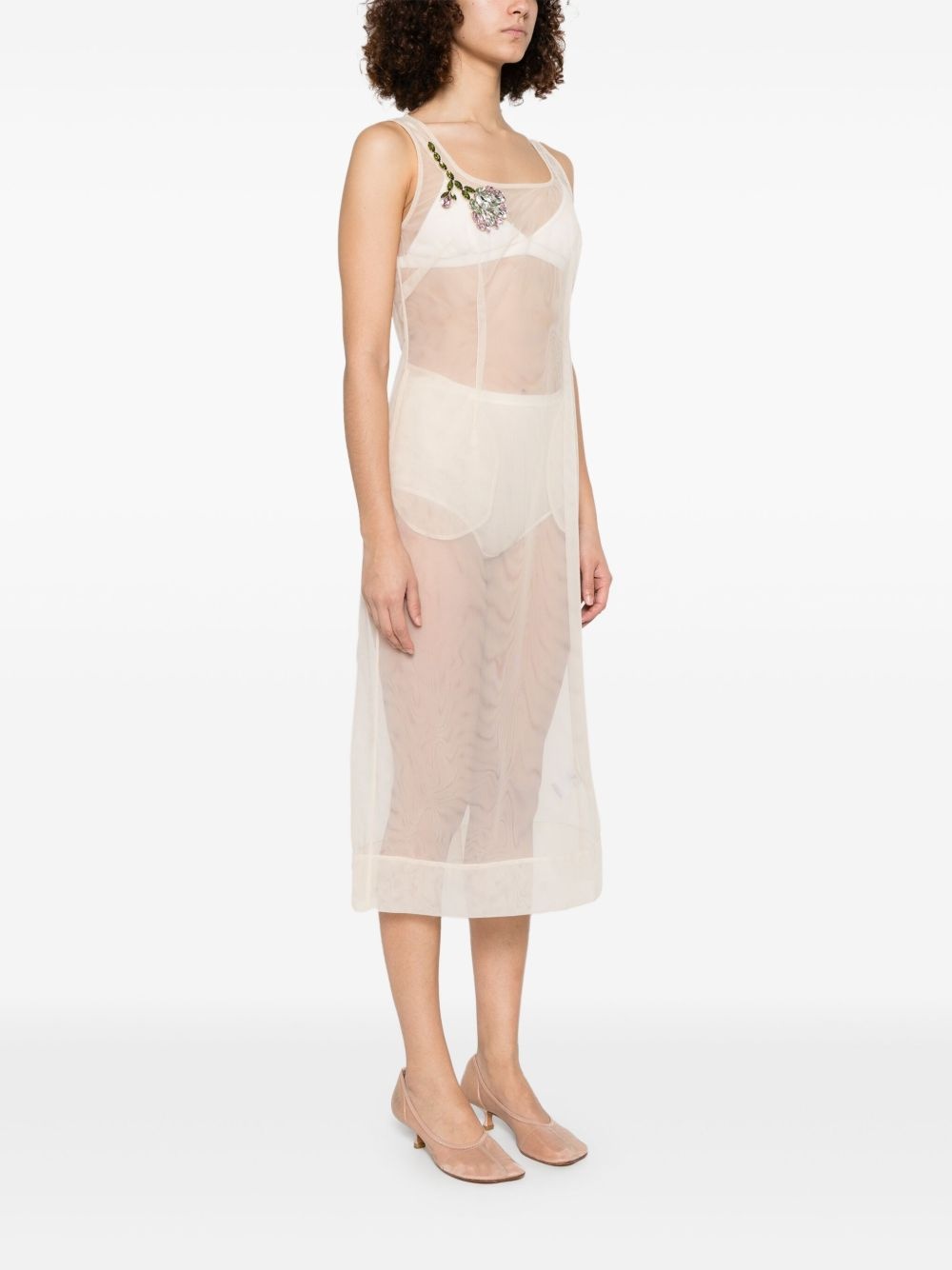 embellished square-neck dress - 3