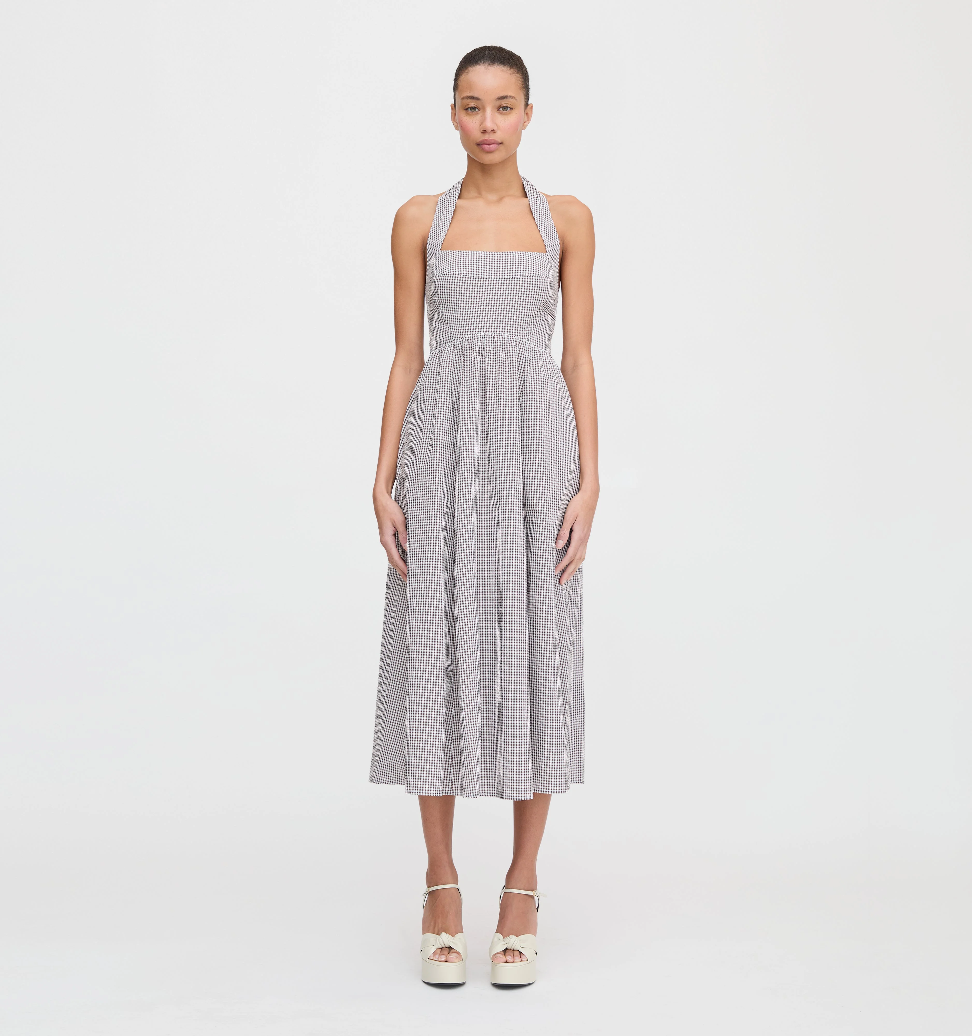 The Fleur Midi Dress - Chocolate Gingham - 1